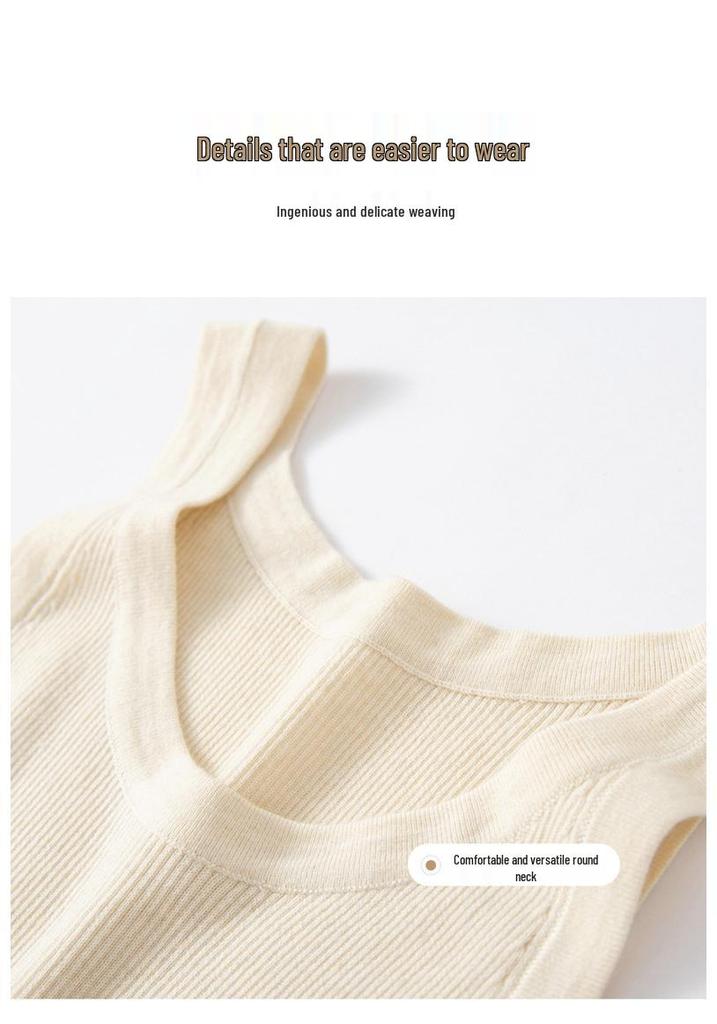 Women's Lightweight Cashmere U-Neck Spaghetti Strap Tank Top - Early Autumn Style