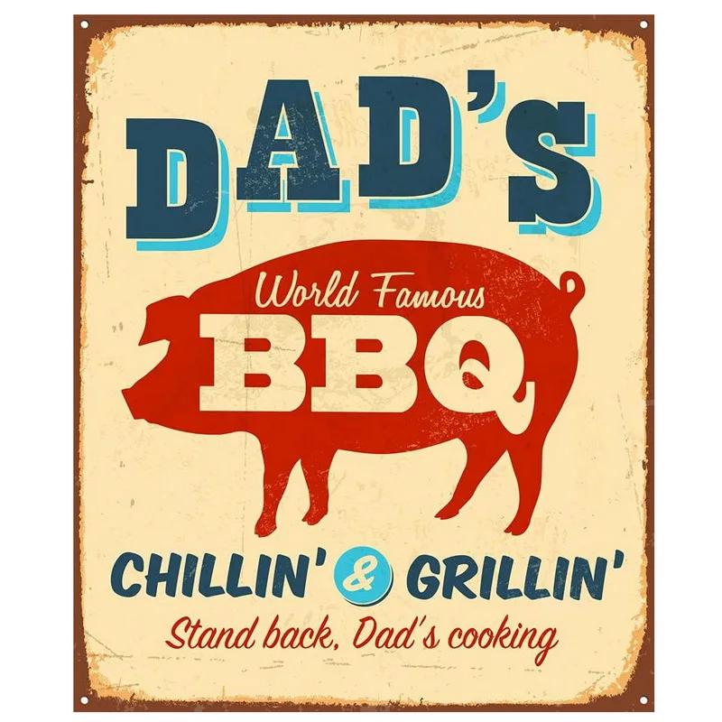 Metal Aluminum Signs BBQ Party Zone Wall Decoration Plaque Vintage Art Poster Iron Painting for Man Cave Home Cafe Garden Club