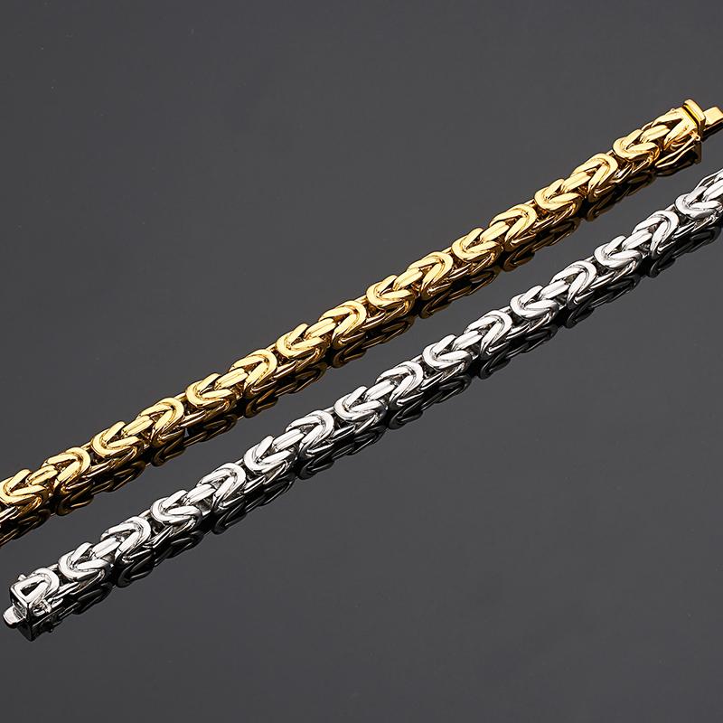 Hiphop Chain Bracelets For Men Never Fade Gold Color Stainless Steel Bracelet Manly Wrist 8.66" Classic Mens Jewellery Accessories
