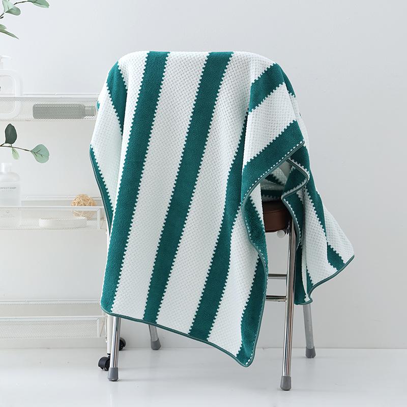 

Основовязаное коралловое флисовое полотенце для ванны с ананасовой вафельной текстурой, увеличенное и утолщенное, водопоглощающее, цветное полосатое полотенце 70*140 темно-зеленого