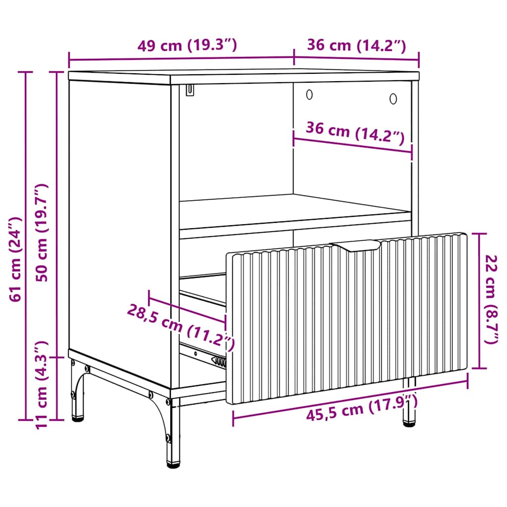 Nightstand 2 Pcs. Reclaimed Wood 49 x 36 x 61 cm Engineered Wood