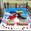 Custom Name Miraculous Ladybug Crystal Velvet Floor Rug Personalized Text Soft Carpet Home Decor
