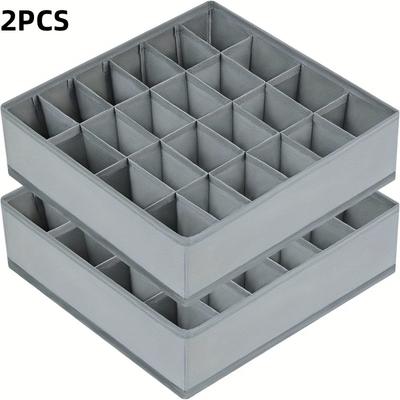 2er-Pack Faltbarer Socken- und Unterwäsche-Organizer mit 24 Fächern, Multifunktionale Aufbewahrungsboxen für Socken, BHs, Krawatten - Atmungsaktives Gewebe und Reißverschluss