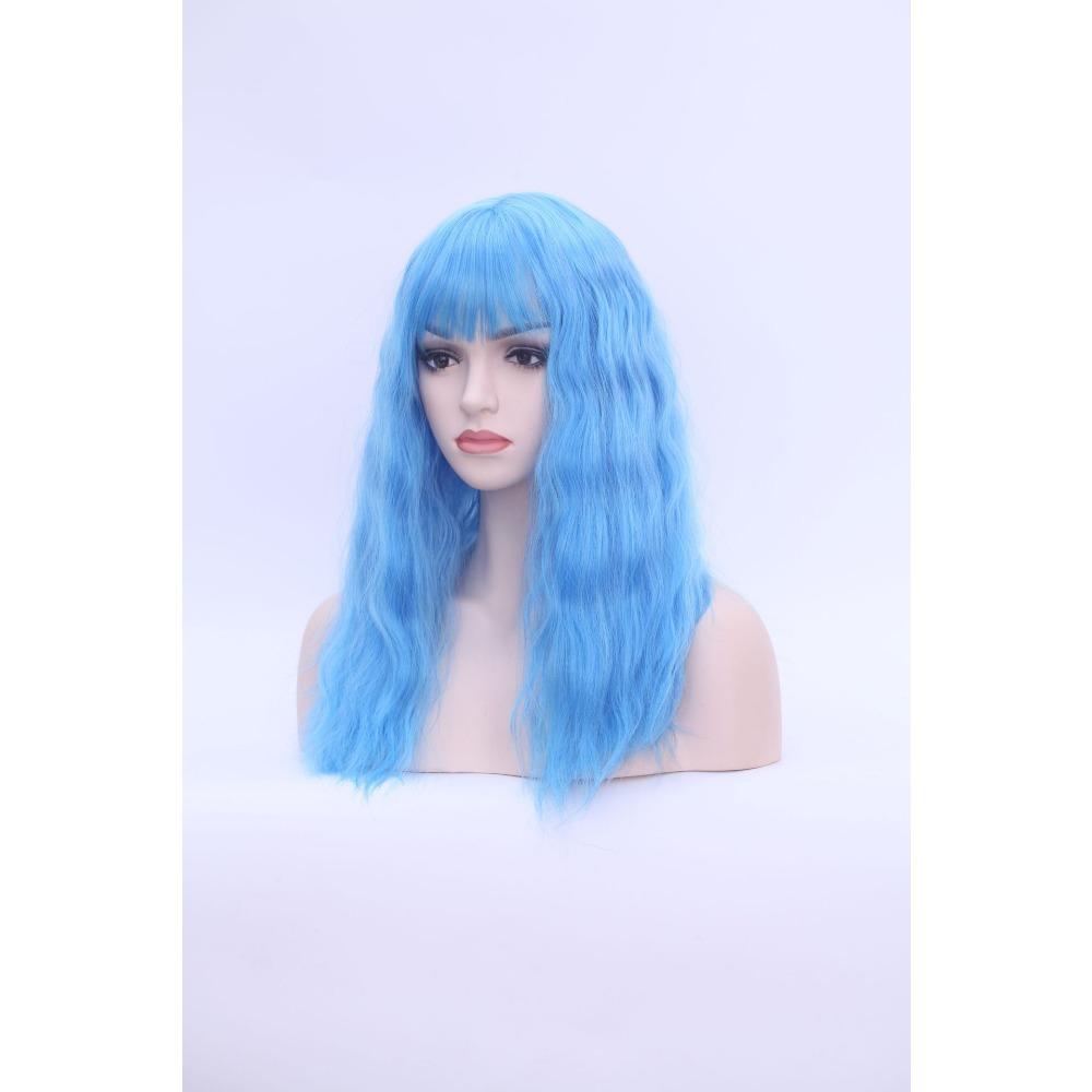 Wig Water Ripple Wig Multi-Color Mixed Color Long Curly Hair, Slightly Curled Big Scalp Air Bangs