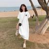 Short-sleeved T-shirt Women's Split-ended Fat MM Large Size Loose Ins New Summer Hip-wrapped Knee-thin Dress Top Trendy