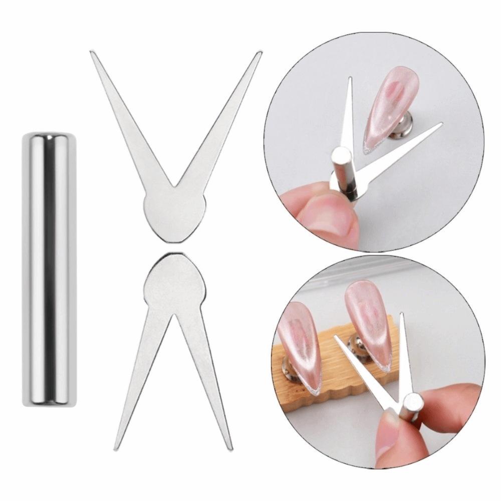 3 шт./комплект V-образный Магнитный инструмент «Кошачий глаз» Французский стиль Двусторонний Магнитный стержень для лака для ногтей «Кошачий глаз» Комбинированный инструмент слоновая кость