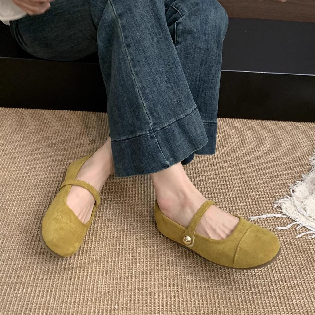 Early spring single shoe girl 2025 new French retro gentle fairy suede red Mary Jane shoes flat beanie shoes