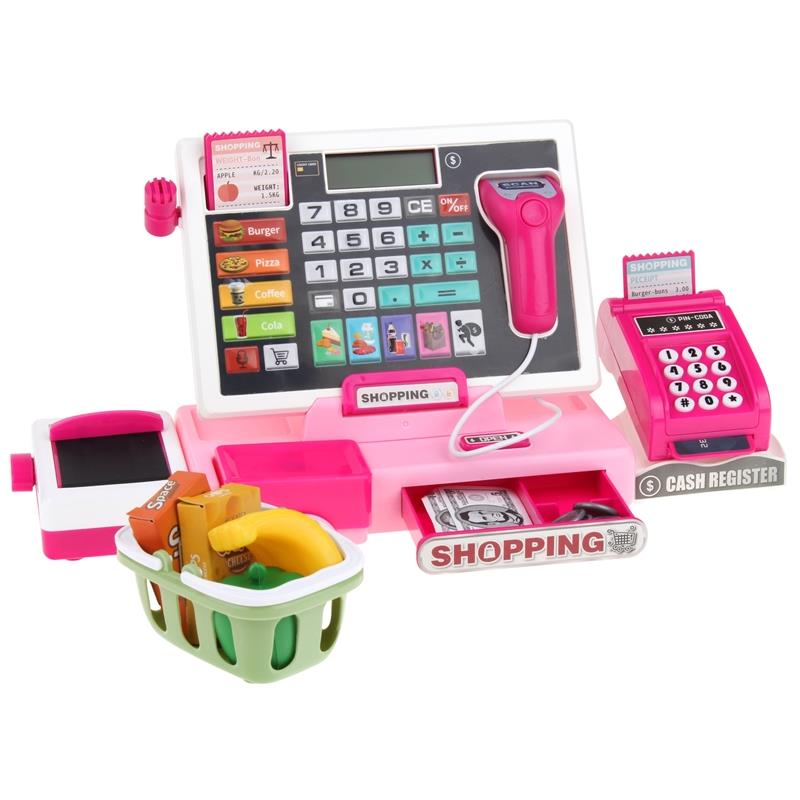 Interactive Cash Register, Shop, Educational, Calculator, Scanner, Pink