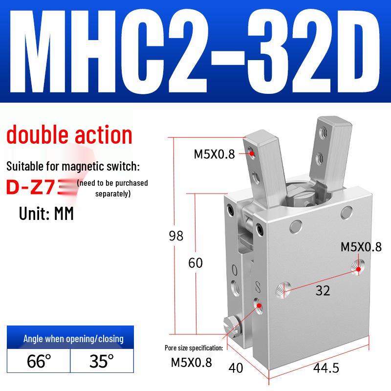 High-Speed Pneumatic Finger Cylinder (Open/Close) MHC2 Series 16/10/20/25/32/40D/S/C Gripper