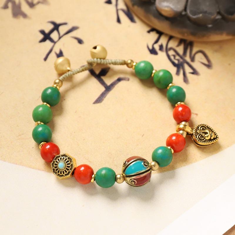 Vintage bracelet niche design Tibetan exotic style men's hand rope natural stone woven bracelet women