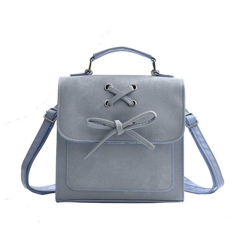 

Модний однотонний повсякденний рюкзак великої місткості зі шнурком та бантом, весна-літо 2024, новий універсальний рюкзак для щоденного використання з косим проміжком синій