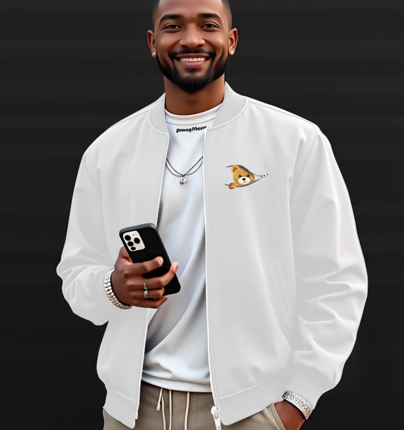 Men s Varsity Baseball Jacket, Letter Print & Classic, for Daily Casual Wear S белый