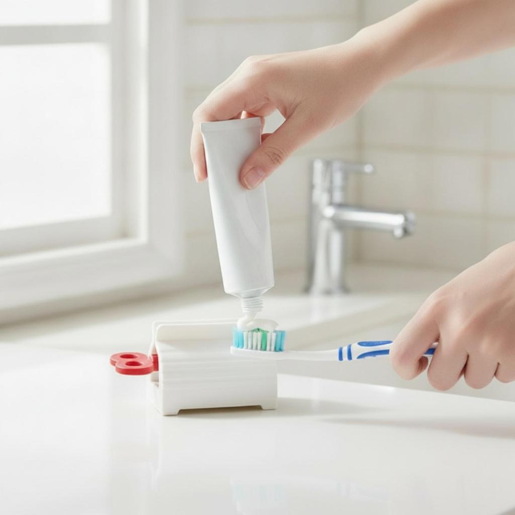 Toothpaste Dispenser with Crank Manual Tube WasteReducing for