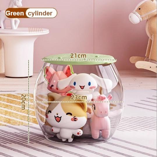 Transparent Sitting Storage Stool, Children's Plush Doll Storage Bucket, Toy Miscellaneous Items, Convenient Storage Box
