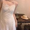 Super good-looking, unique and beautiful skirt French embroidery lace suspender dress women's summer temperament seaside vacation dress