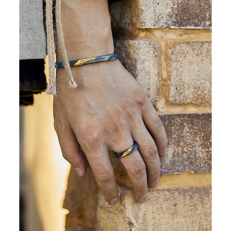 Adjustable Sterling Geometric Ring Men Women Vintage Retro Style Handmade Black Oxidized Finish