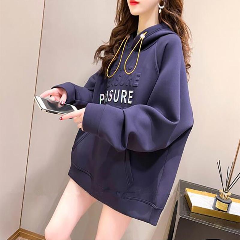 Sudadera Mujer Primavera y Otoño Estilo Coreano Sudaderas con Capucha  Sueltas Manga Larga Top Mujer Color Sólido Sudadera Estampada comprar a  buen precio — entrega gratuita, reseñas reales con fotos — Joom