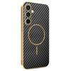 For Samsung Galaxy S24 FE Phone Case Carbon Fiber Textured Electroplated TPU Back Cover