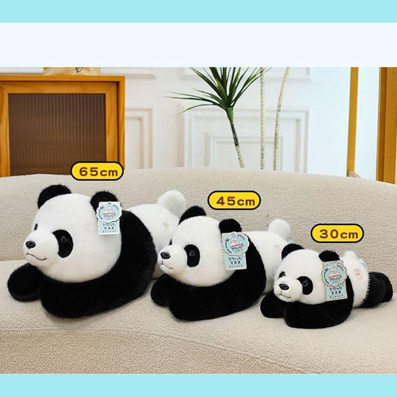Squishy Lying Panda Plush Pillow Fluffy Stuffed Panda Toy With Multi Sizes For Kids Room Decoration Comfortable Panda Cushion