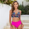 Printed Split Swimsuit Women's Sexy Backless Beach Bikini High Waist Triangle Swimsuit