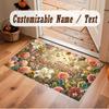 Floral Garden Theme Soft Crystal Velvet Rug Custom Name & Text Print Non Slip Floor Rug for Bedroom Living Room