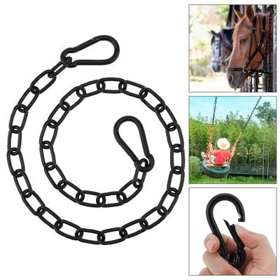 39.37 Inch 5mm 304 Stainless Steel Gate Chain Lock for Outdoor Fences Pet Cages Livestock with M8 Carabiners Black
