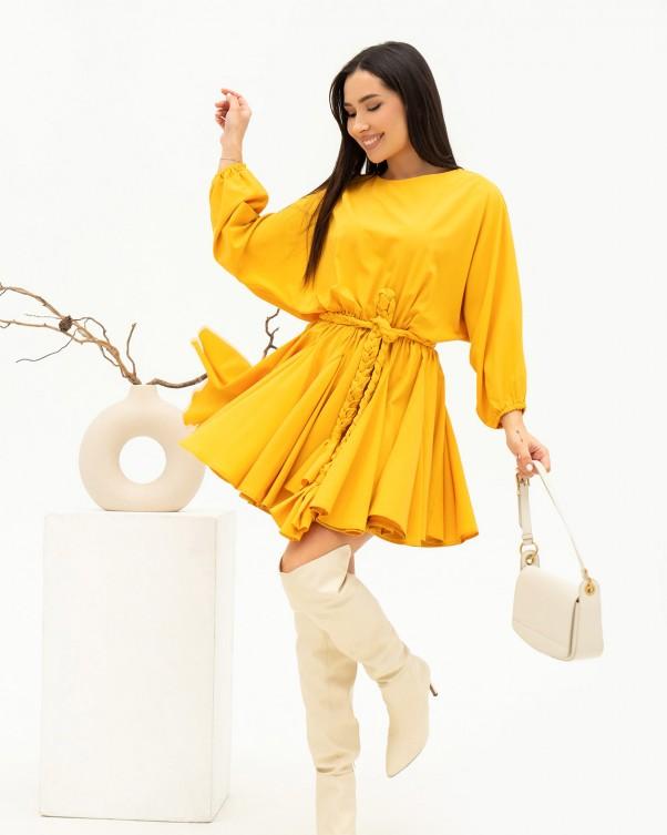 Abito con zeppe sulla gonna ISSA Plus S ricco di colore marrone rossiccio