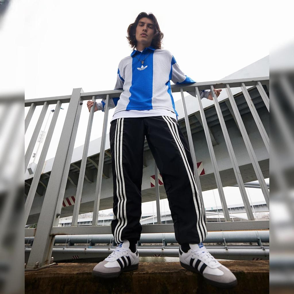 Adidas Originály Trefoil Hack Rugby Polokošile s dlouhým rukávem Pánské topy Modrá IM4584