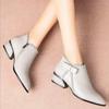 Moda feminina botas de tornozelo dedo apontado zíper bota curta de salto grosso plus size 35-42