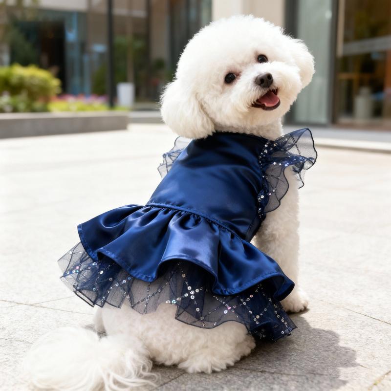 

Cat Dog Wedding Dress Spring Summer Dog Clothes Skirt Tutu Yorkie Pomeranian Poodle Bichon Frise Schnauzer Clothing Pet Apparel S синий