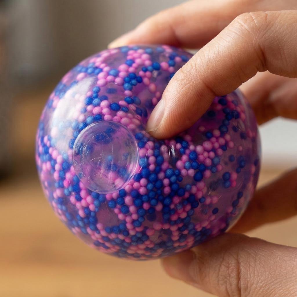 Stress Relief Ball Soft Squeeze Toy Round Shape with Bead Filling for Hand Exercise and Sensory Stimulation Suitable for Office Home School Use
