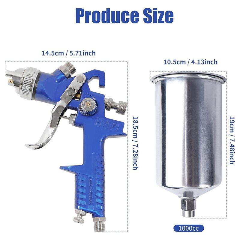 SHGO-For Automotive And DIY Projects Compatible HVLP Spray Paint Gun Kit-5 Nozzles Included 1000Cc Cup