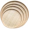 4 Pcs Handwoven Flat Wicker Round Fruit Basket Woven Food Storage Weaved Shallow Tray Organiser Vegetable Fruit Bowl DIY Drawing Board Wall Basket