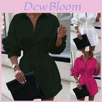 Elegant Women's Long Sleeve Shirt Dress Mini Dress With Comfortable Fit And Stylish Design