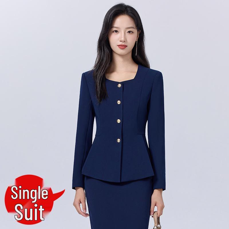 

Women s High-End Black Suit Skirt Set - 2025 Spring/Autumn Professional Beauty Salon Wear, Goddess Style S