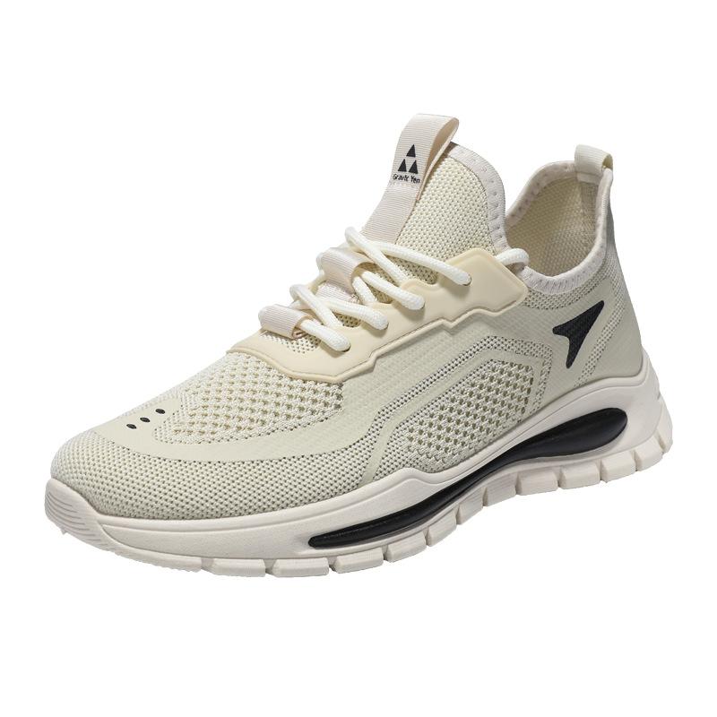 

Спортивне чоловіче взуття 2025 весна нова мухоткана дихаюча бігова повсякденна одинарна взуття дезодорант сітчасте взуття універсальне модне взуття 45 бежевий