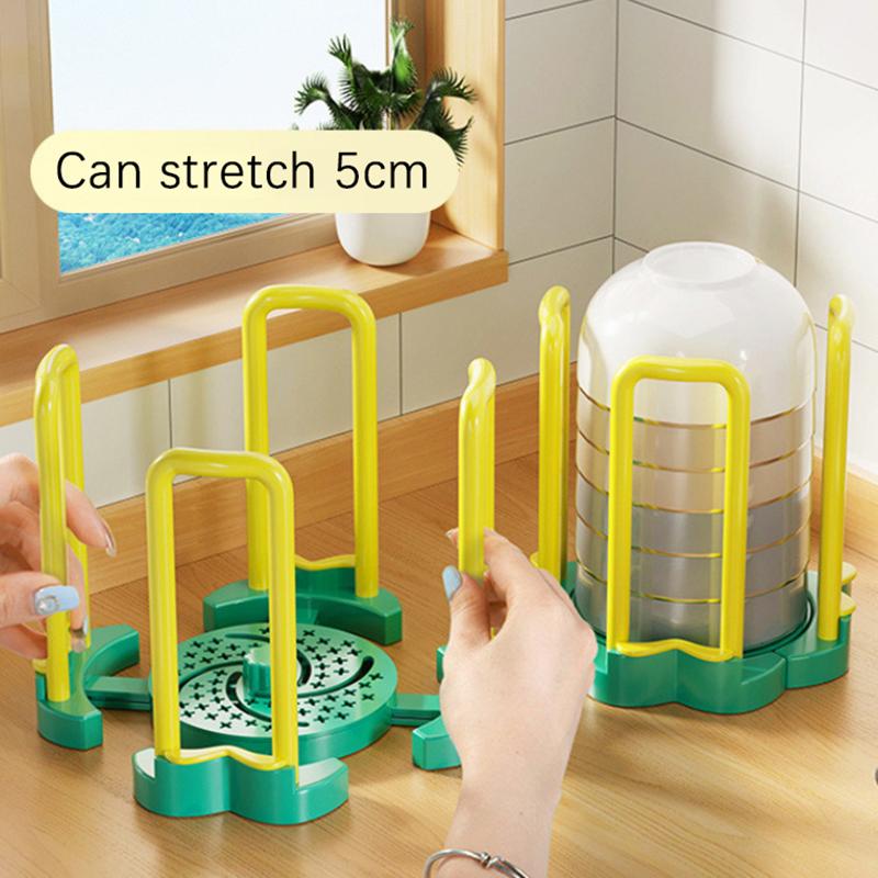 Kitchen Cupboard Household Retractable Bowl Plate Basin Drain Rack Multi-Function Desktop Dish Rice Bowl Storage Rack