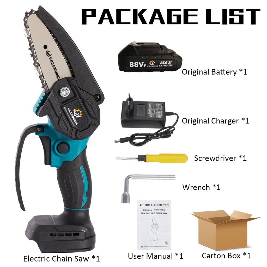 

1200 Вт, 4 дюйма, 88 В, мини-электрическая цепная пила с индикатором батареи, перезаряжаемый деревообрабатывающий инструмент для батареи Makita 18 В 1*Battery