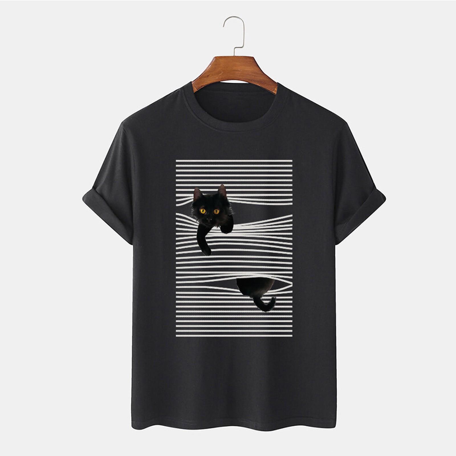 

(SU)Женские повседневные свободные удобные топы с принтом кота, футболка, блузка