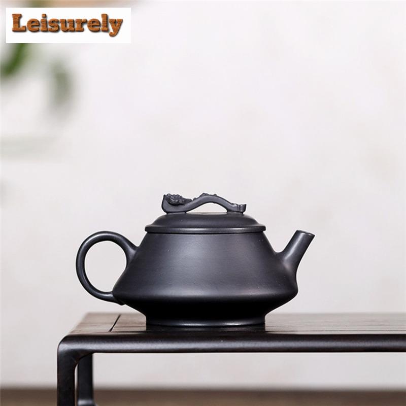 170ml Boutique Yixing fialová hliněná čajová konvice Ručně vyráběná vyřezávaná konvička Raw Ore Černé bahenní čajové konvice s filtrem Zisha čajová sada dárek