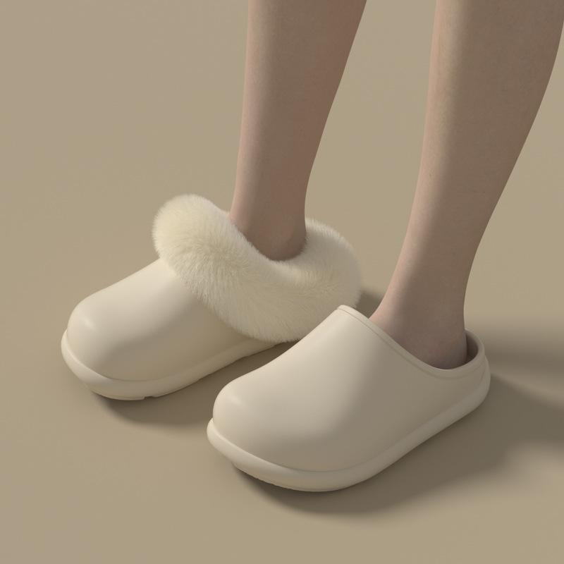 Waterproof cotton slippers autumn and winter 2025 new home warm comfortable thick bottom non-slip plush removable slippers
