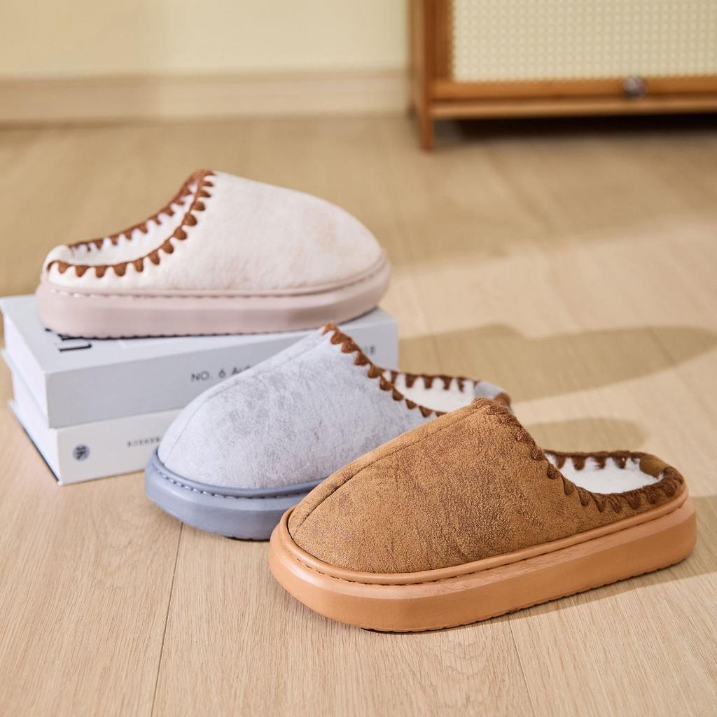 Winter Cotton Slippers for Keeping Warm At Home with Thick Velvet and Fur, Indoor Non Slip Cotton Slippers for Home Use