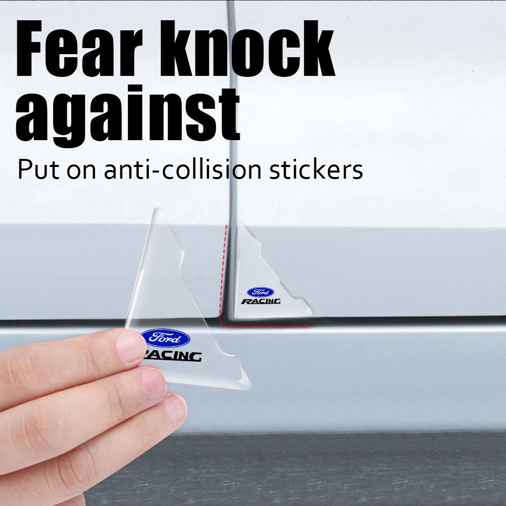 4PCS Silicone Car Badge Door Corner Cover Bumper Crash Scratch Protector For Ford Mondeo Fusion Explorer Escape Shelby Edge Kuga