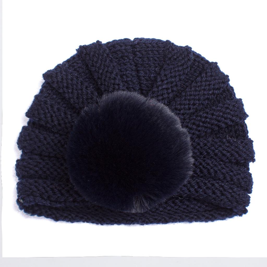 

Зимняя вязаная детская шапочка с помпоном - Теплая вязаная шапка для мальчиков и девочек, Унисекс, однотонная шапка для улицы 0-18M