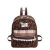 Mochila de Nylon Estilo Urbano con Estampado de Leopardo Cosido Para Uso Diario y Desplazamientos