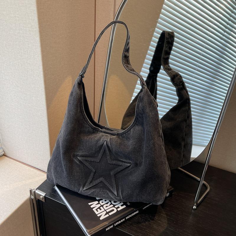 

Denim bag women s large-capacity new summer versatile casual shoulder bag class commuter tote bag чорний