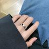 925 Sterling Silver Black And White Heart Connected Adjustable Rings For Women Engagement Wedding Vintage Jewellery Argent 925