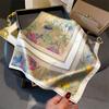 Silky Scarf Smooth Silk-Like Texture Neck Gaiter Floral Geometric Print Neckerchief Versatile Professional Accessory