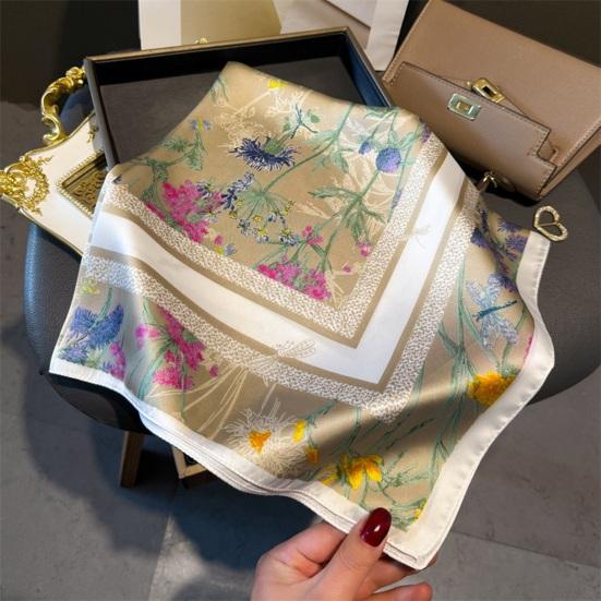 Silky Scarf Smooth Silk-Like Texture Neck Gaiter Floral Geometric Print Neckerchief Versatile Professional Accessory