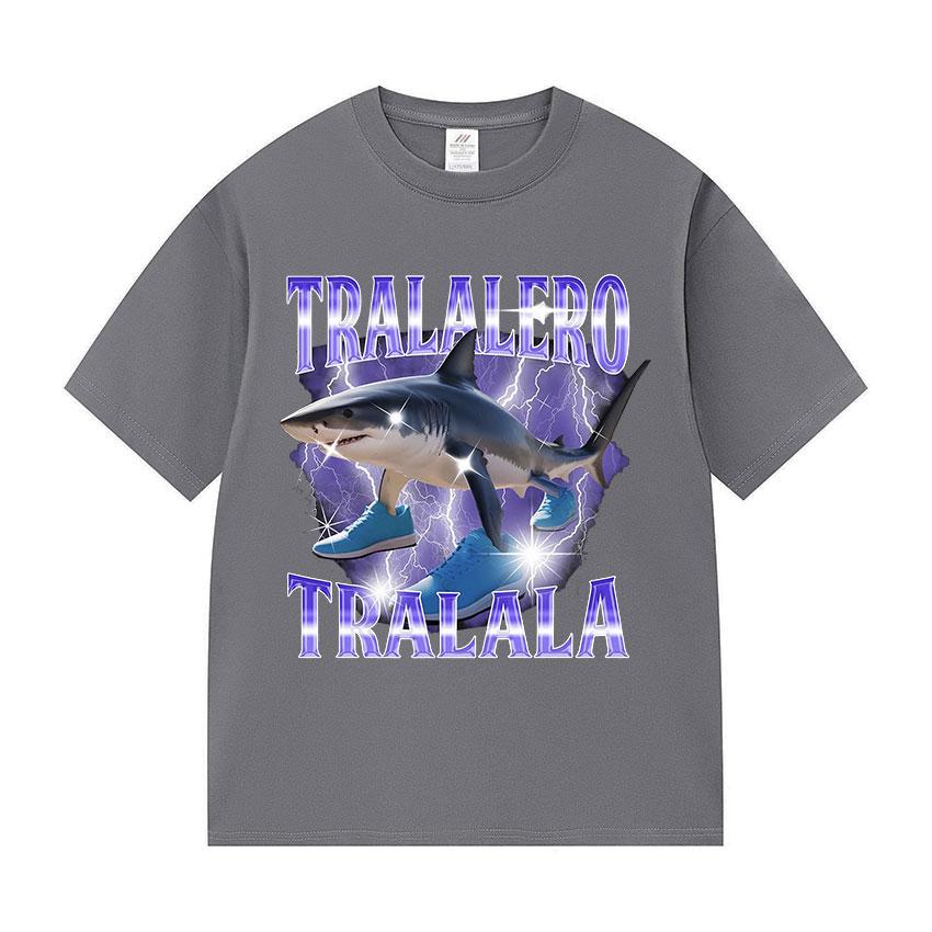Tralalero Tralala Funny Shark Meme Italian Brainrot Hot Sale 2025 T Shirts Man Woman Fashion High Quality Cotton Tees Streetwear